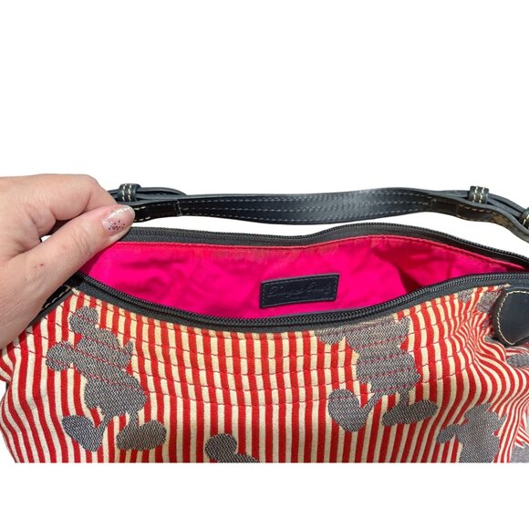 Dooney & Bourke Disney Parks Mickey Red & White Stripe Erica Hobo Bag Large Leat - Picture 5 of 11